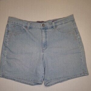 Gloria Vanderbilt Alana Denim Shorts High Rise "mom" Women 14 Light Blue